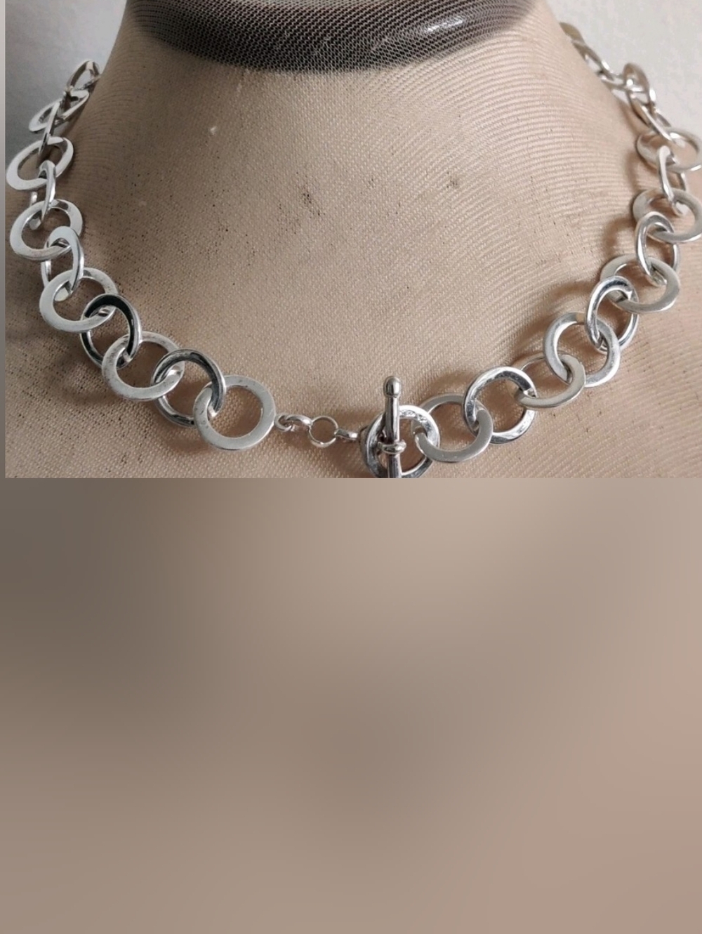 Interlocking Sterling Silver 925 Chocker Necklace By designer David Sigal - Picture 5 of 10